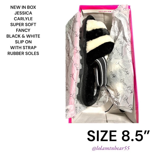 NEW IN BOX JESSICA CARLYLE SUPER SOFT FANCY BLK/WHITE SLIP ON SLING BACK SHOES - Picture 12 of 16